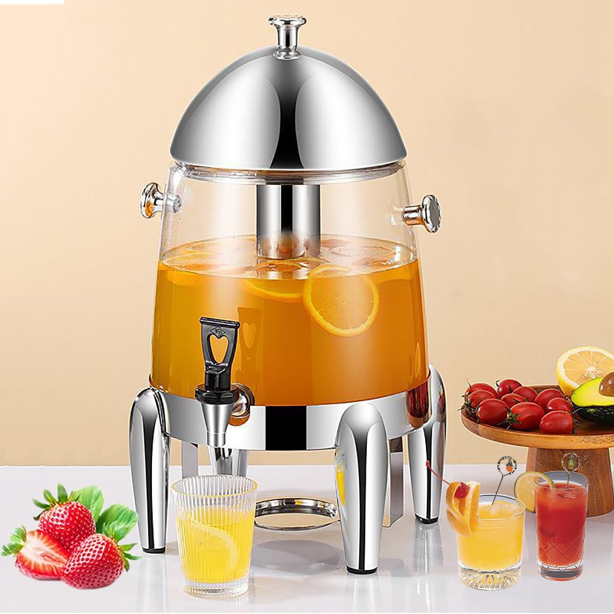 Dispensador De Bebidas Comerciales De 12 Litros, Dispensador De Jugo FríO Y Caliente (Calentamiento De Alcohol), Con Soporte Para Grifo Para Fiestas, Buffet, Catering, Para Café, Té, Leche, Jugo