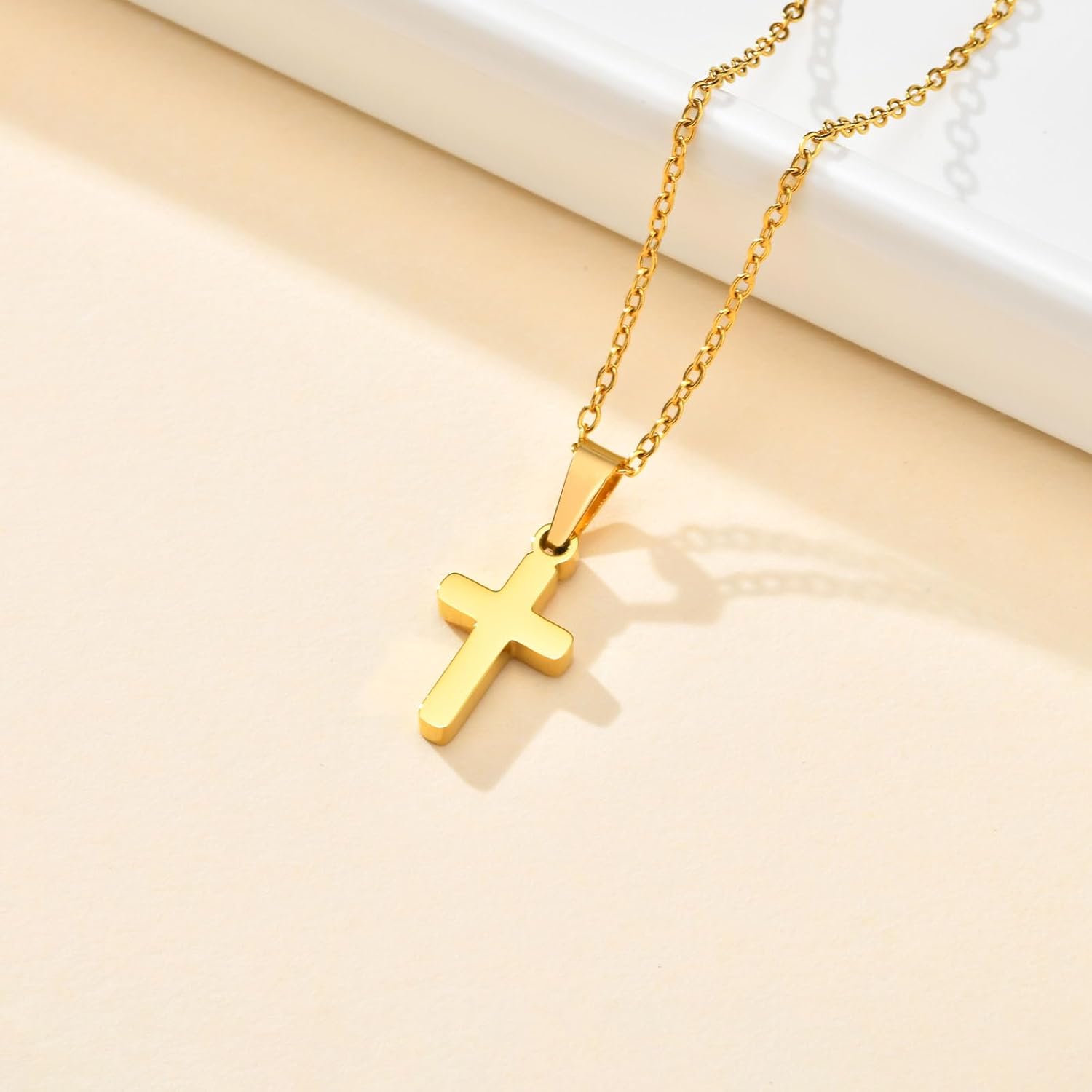MEALGUET Stocking Stuffers Cross Necklace for Kids : Minimalist Gold Plated/Silver Cross Chain Necklace Jewelry First Communion Baptism Gifts for Teenage Girls Boys Son Children - Image 4