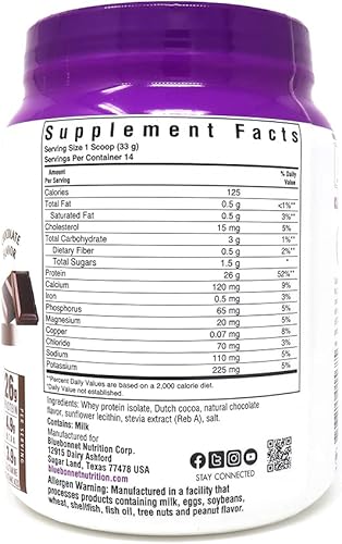 Miniatura 2 de Bluebonnet Nutrition Whey Protein Isolate en polvo, suero de vacas alimentadas con hierba, 0.92oz de proteínas, sin azúcar añadido, sin OMG, sin