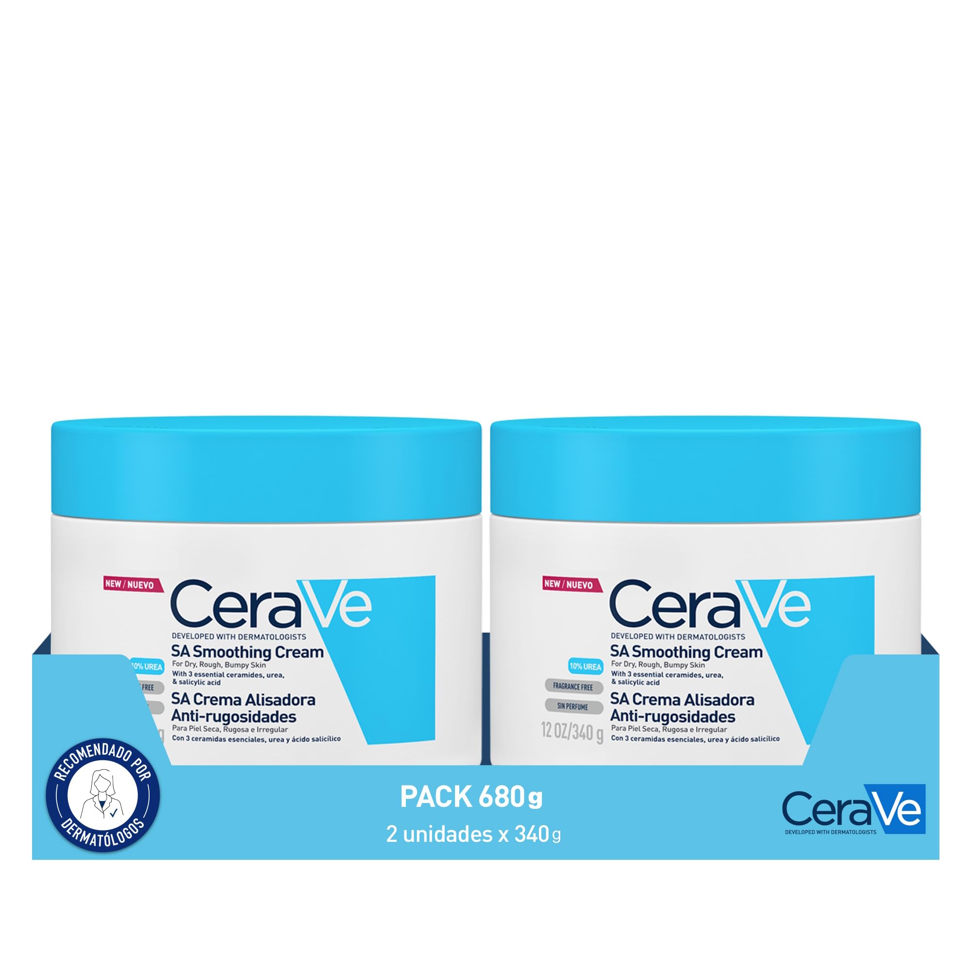 CeraVe SA Crema Anti-rugosidades 2x340 g + muestra Cerave Bálsamo Reparador Avanzado 3 ml
