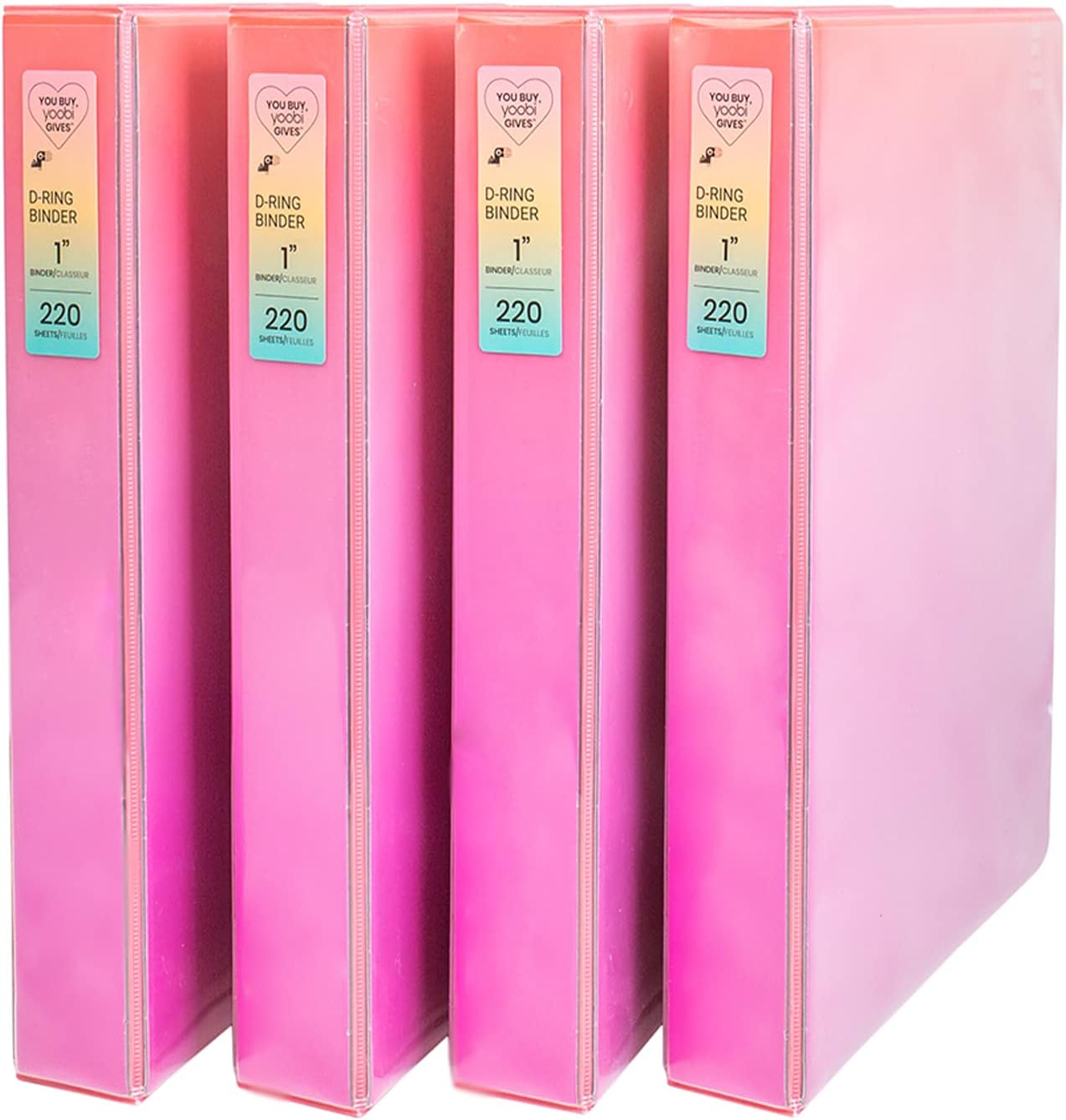 Yoobi 1 Inch Binder Set 3Ring Binders with 2 Pockets