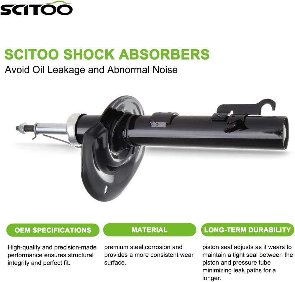 SCITOO Front Auto Shocks and Struts Set, Shocks Absorber Struts Front Fits 2006 2007 2008 2009 2010 2011 for Ford Focus 338013 338014 (Pack of 2)