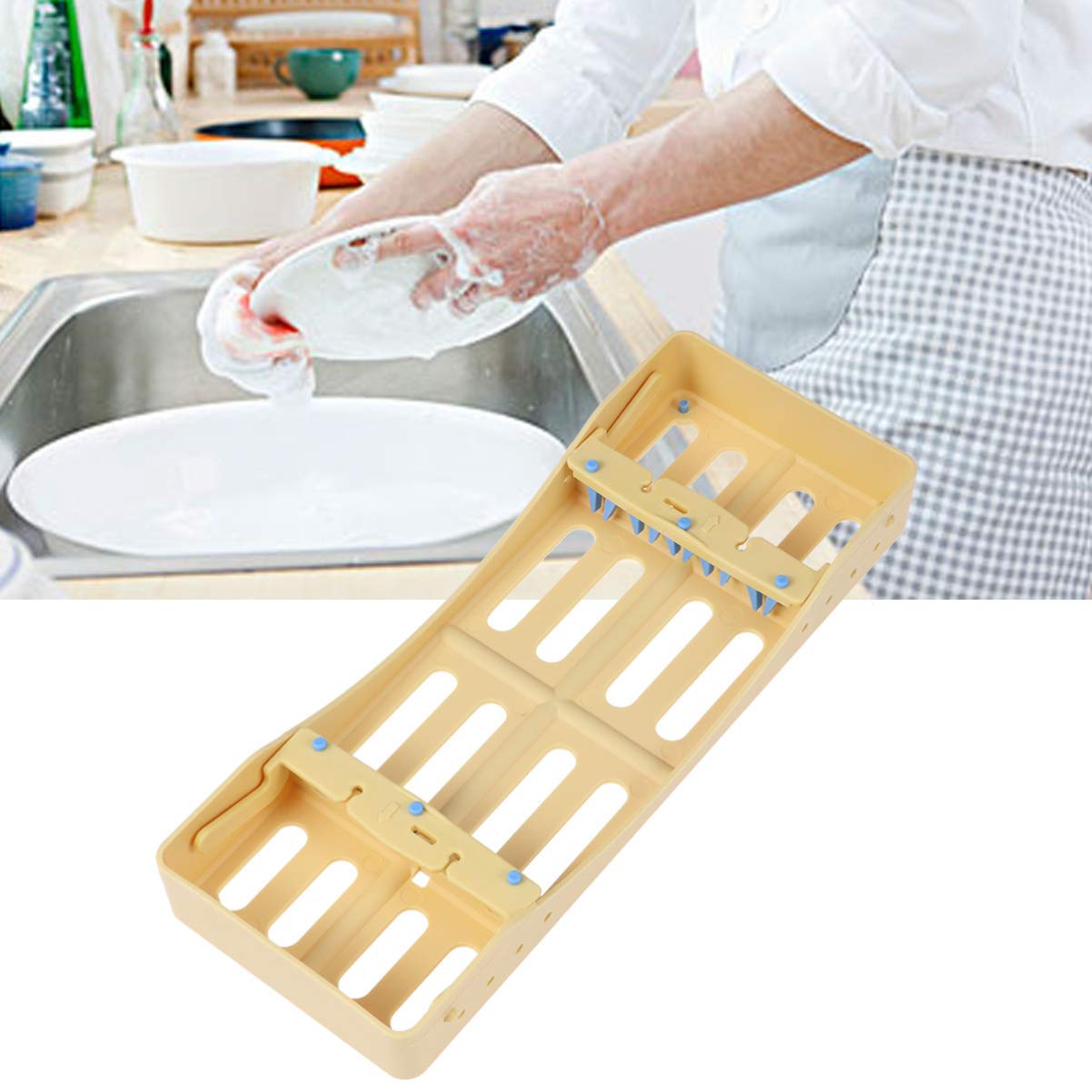 Autoklav Sterilisationskassette Box Tray Tray für 5 Werkzeuge Lagerung 1pc (Gelb)