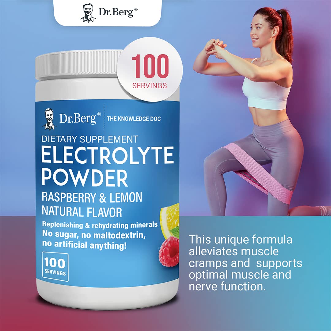 Buy Dr. Berg's Electrolyte Powder, Raspberry & Lemon Natural Flavor