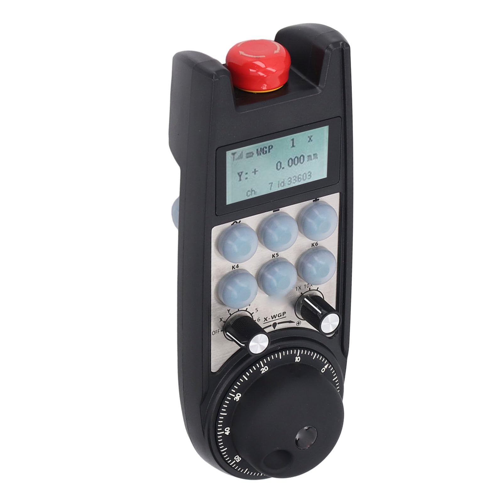 6 Axle CNC Handwheel Controller Manual Pulse Generator 40M Range Cordless Electronic Handwheel with Emergency Stop for Carving Milling Machine