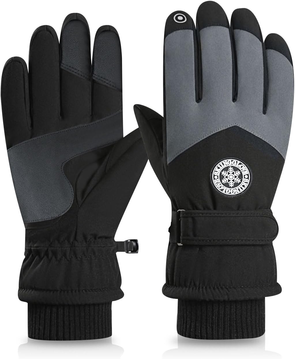 FuninCrea Warm Ski Gloves Men, Windproof Touchscreen Winter Gloves Men Thermal Snow Gloves for Skiing Snowboarding Cycling