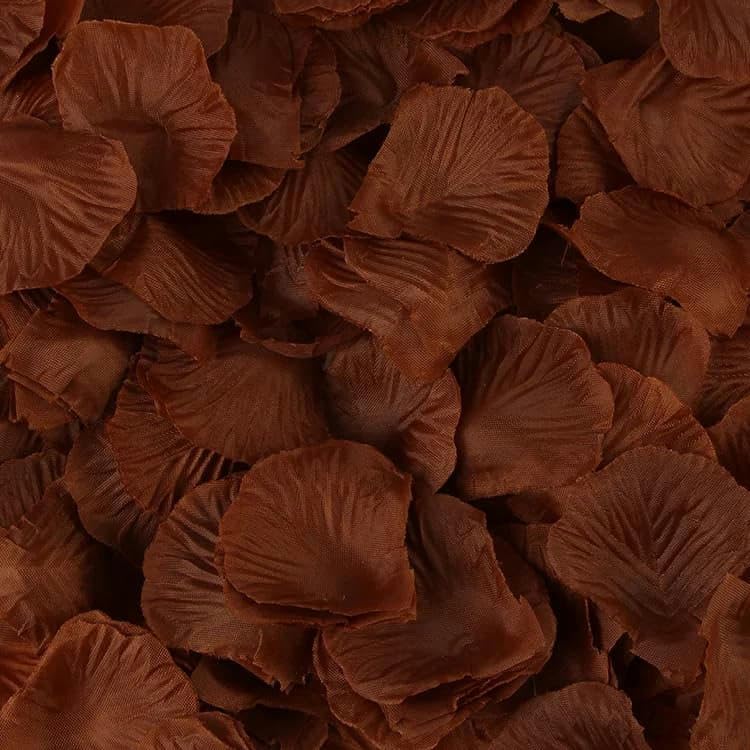 Pétales de roses artificielles pas de taches soie marron café 300x