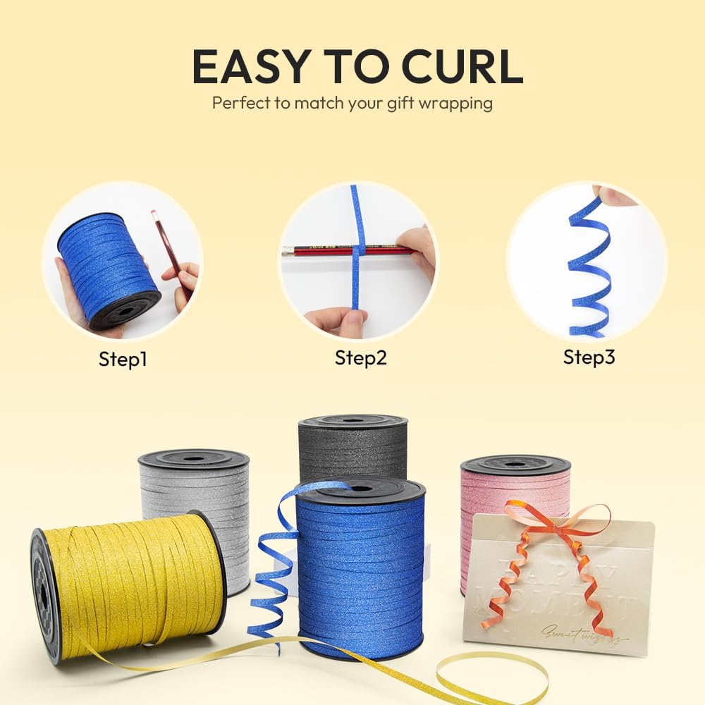 500 Yards Curling Ribbon for Gift Wrapping, 3/16" Balloon String for Christmas Valentine Birthday Wedding Party Festival Decoration, Crafts, Flower Bouquet(Glitter Red) - Image 6