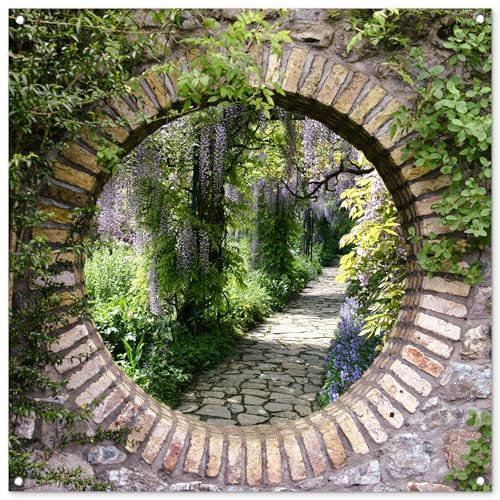 MuchoWow Garden Decor 39x39 / 100x100 cm Balcony Accessories Outdoor Decorations Posters Wall Art For Gardens Outside Poster Decoration Forest - Stones - Look-through - Path