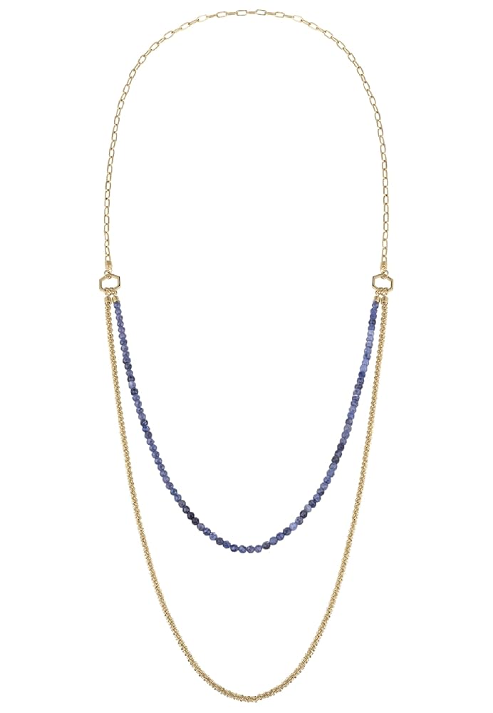 Collana BREIL Kaleido Donna - Multigiro Con Granati, Regolabile Fino A 74 Cm, IP Gold - Foto 1