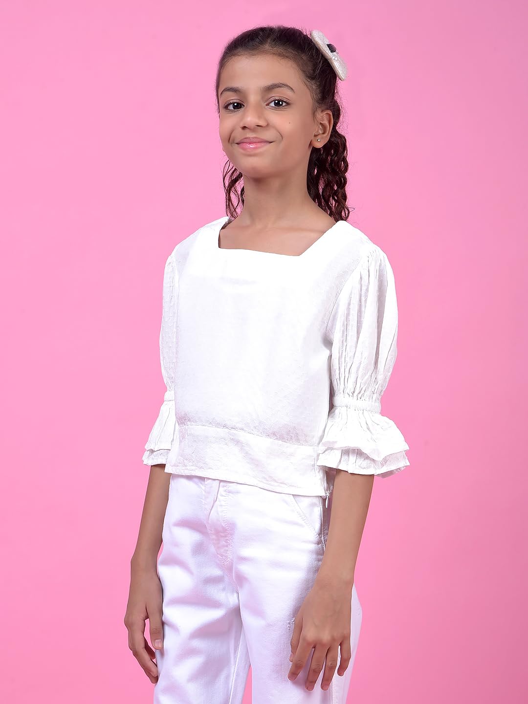 Crimsoune Club Girl's White Square Neck Top (15-16Y) 1