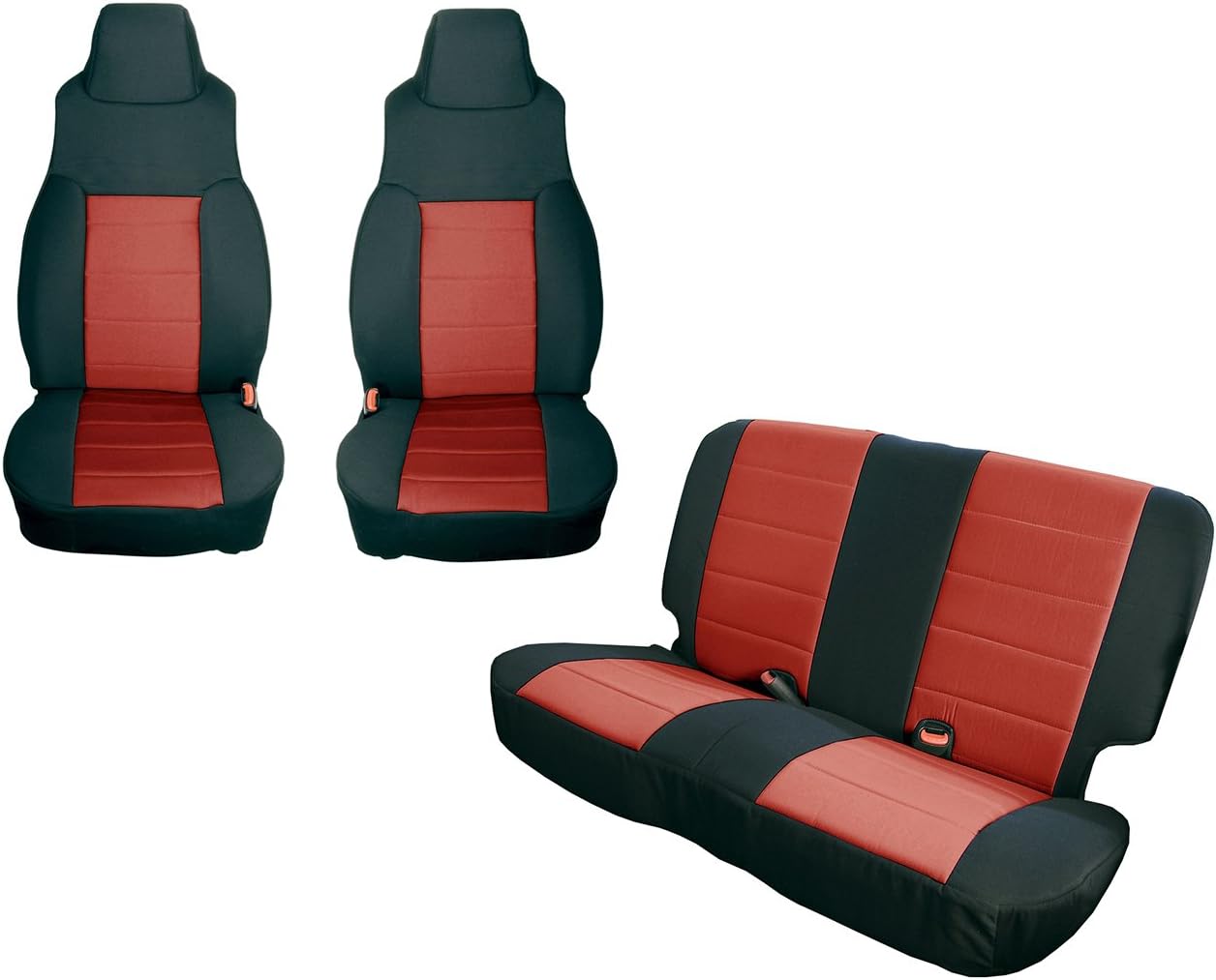 Rugged Ridge | Seat Cover Kit, Black/Red | 13292.53 | Fits 1997-2002 Jeep Wrangler TJ