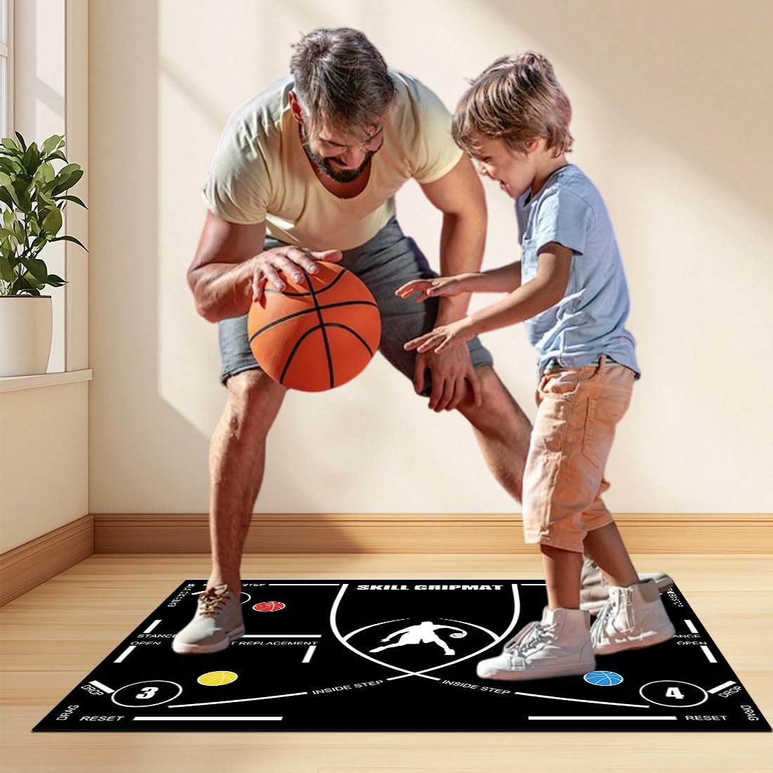 Alfombrilla de Entrenamiento de Baloncesto 80x120 cm, Antideslizante y Silenciosa, para Control de Pelota, Regate y Agilidad, Portátil para Interior