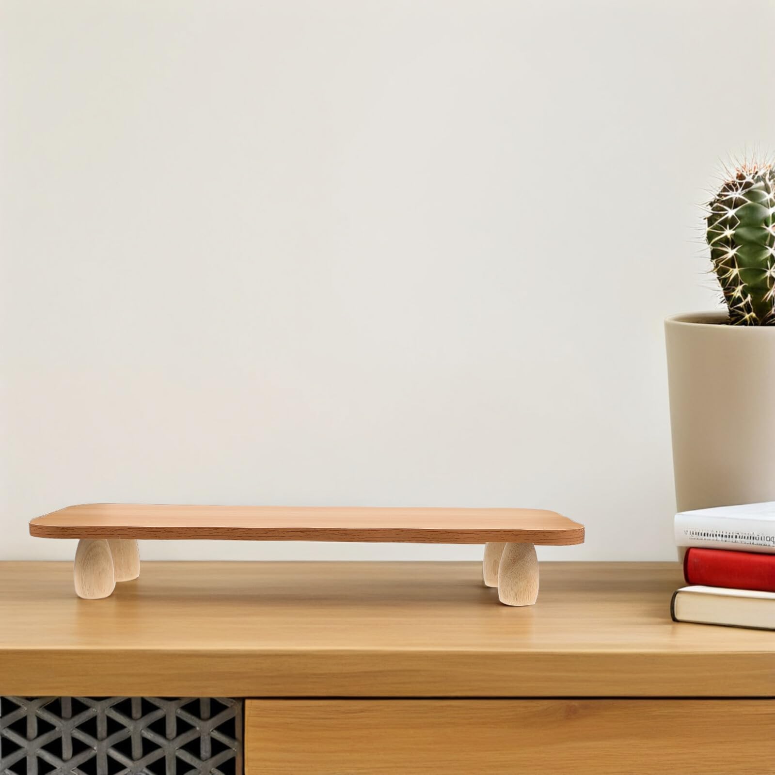 Lurrose Supporto per Monitor da Ufficio in Legno, Rialzo Schermo | Scaffale per Organizzazione Desktop, Design Multifunzionale, Stile Minimal Moderno