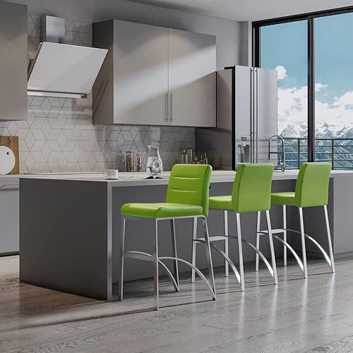 Miniatura 13 de ZURI Taburete de bar Lynx con base de metal, color negro Negro -,Marrón,Crema,Gris,Verde lima,Rojo -,Blanco,Pizarra,Verde