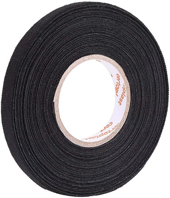 KIMISS Wire Loom Harness Tape, Black Automotive Adhesive Fabric Tape Noise Damping Heat Proof Interior Wire Loom Harness Tape for Car Electrical Wrap Protection Insulation(9mm x25 m)