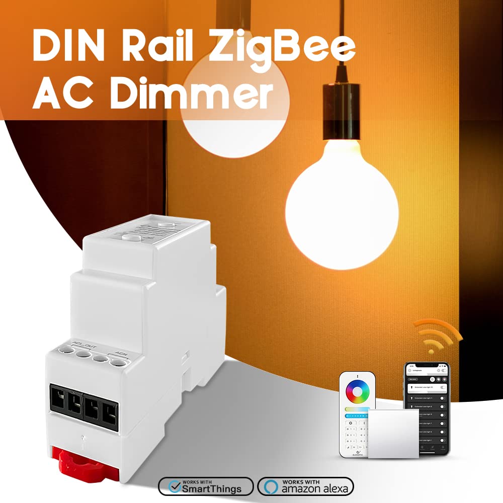 GLEDOPTO (Zigbee3.0+2.4G+PUSH) DIN Rail ZigbeeAC Dimmer AC100-240V Dimmable LED 200W lampe halogènes 400W Compatible avec Hu*e/Tuya/SmartThings