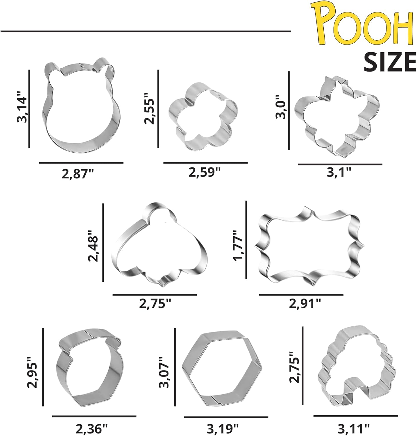 Pack of 8 Bee Cookie Cutter Set – Stainless Steel Bee Beehive Honey Jar Cartoon Bear Flower Hexagon Honeycomb Shaped Cutters for Holiday Bakeware Birthday Honey Party Decoration