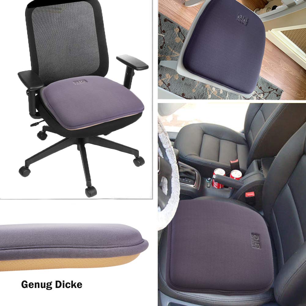 Big Hippo Cuscino Per Sedia In Memory Foam 42x40,9x5 Cm – Antiscivolo Con Elastici, Per Ufficio, Casa E Auto