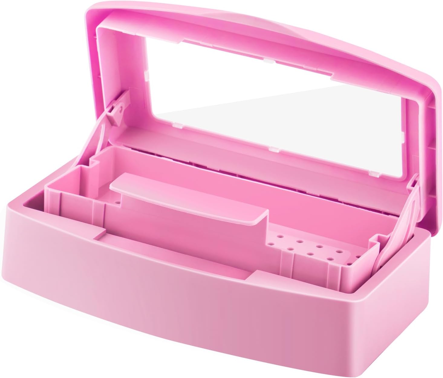 Nail Tool Sterilizer Box Disinfectant Jar Plastic Disinfectant Container Suitable for Nail Tools Hair Salons Beauty Centers and Manicure and Nail Equipment(Pink)