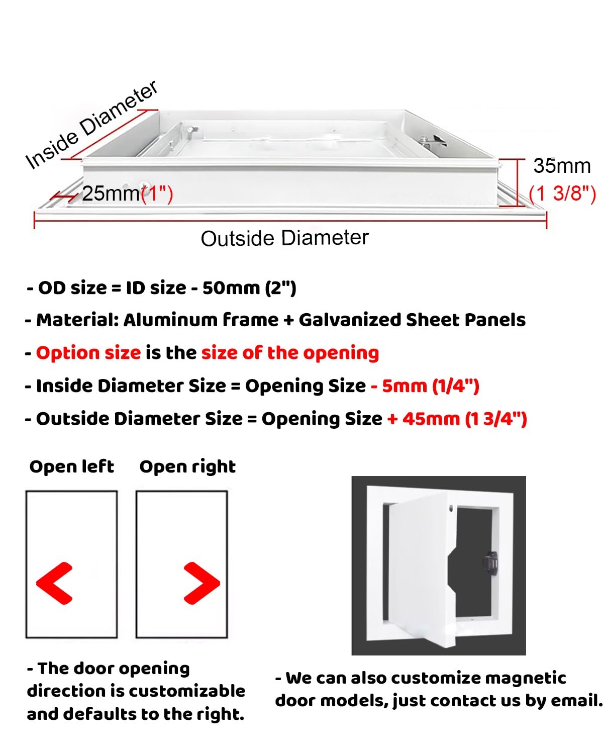 Panneau d'accès verrouillable en aluminium pour plomberie – Porte d'inspection pour cloison sèche 8 x 8 12 x 12 14 x 14 pour câble électrique Pass-Through Maintenance Trappe (43 x 43 cm)