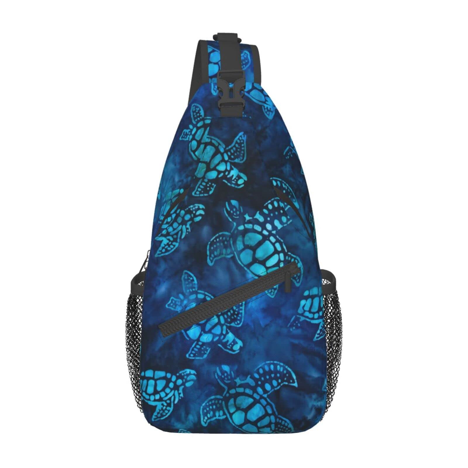 Sea Turtle Sling Bag Crossbody Backpack for Men Women Watercolor Blue Sea Turtle Nautical Coastal Sea Animal Underwater World Print Chest Bag Casual Shoulder Backpack Travel Hiking Daypack