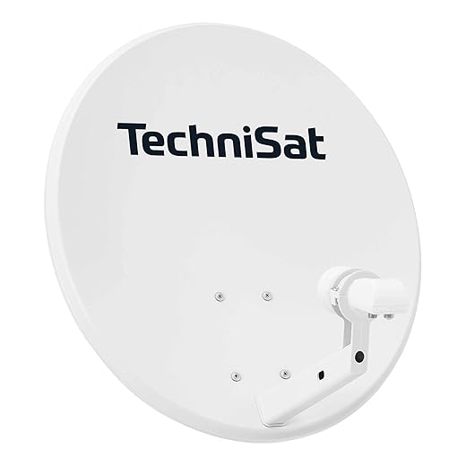 TechniSat TECHNITENNE 60 Satellite Dish for 2 Participants (60 cm Digital Satellite Installation, Complete Kit Including Mast Support and Universal Twin LNB) Light Grey