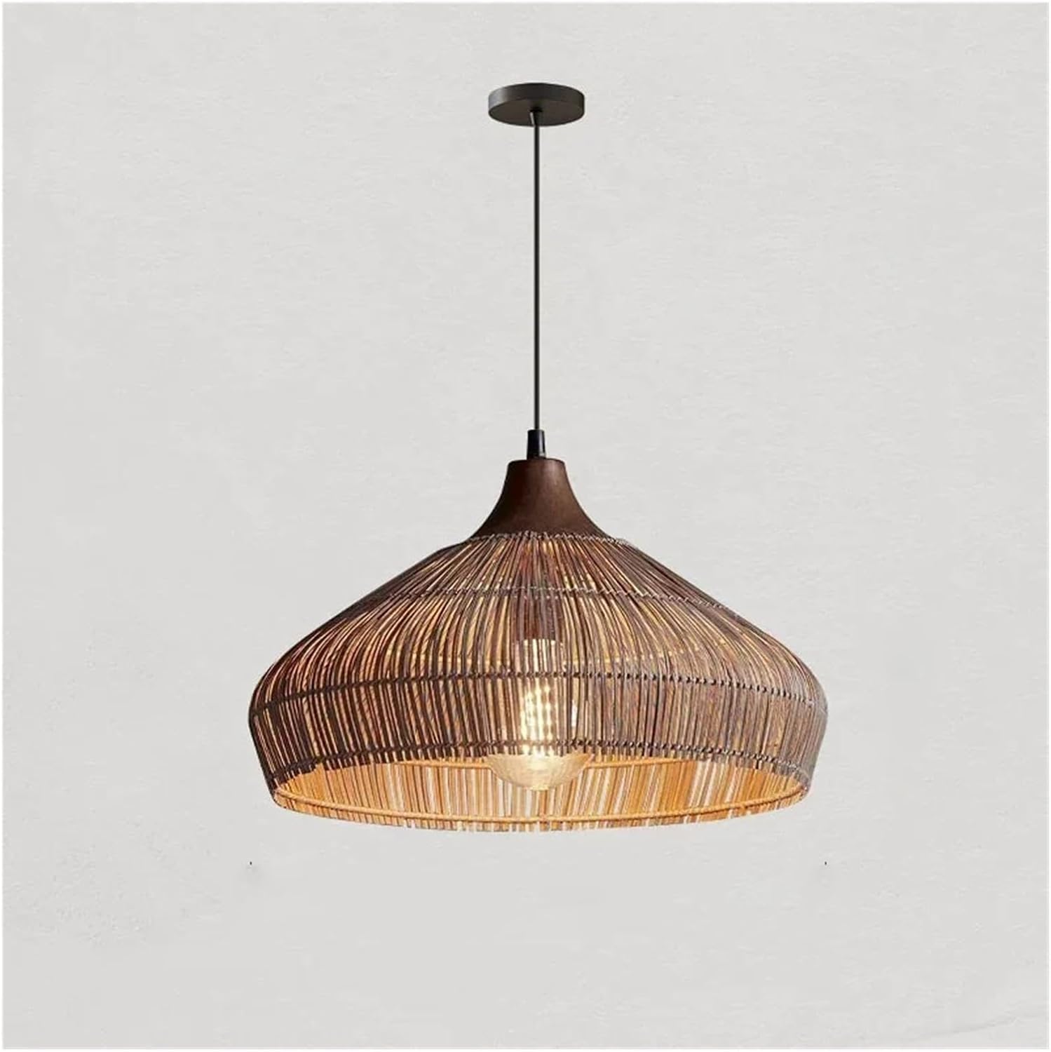 LYMSXAZOU Rattan Lamp Handmade Pendant Lights Retro Wicker Hanging Handwoven Hemp Rope Chandelier Light Fixtures V-intage Fixture,Hanging