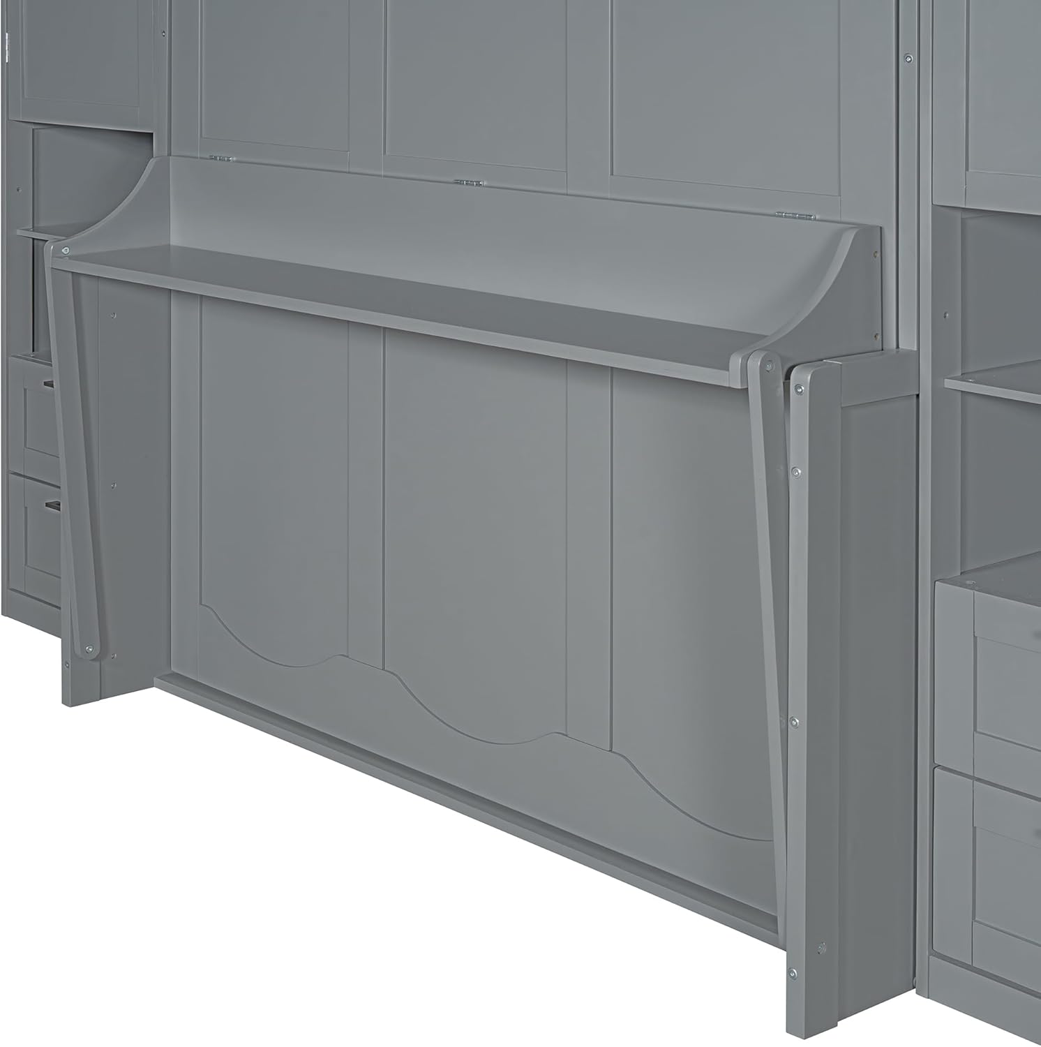 Close-up of the integrated desk surface on the CKLMMC Murphy Wall Bed