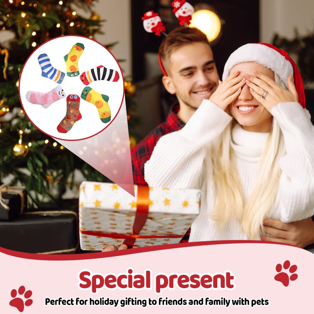 DONGKER Lot de 6 chaussettes couinantes pour chien, jouets à mâcher pour chien, double son, structure physique pour chiens de petite et moyenne taille, jeux quotidiens, récompense d'entraînement
