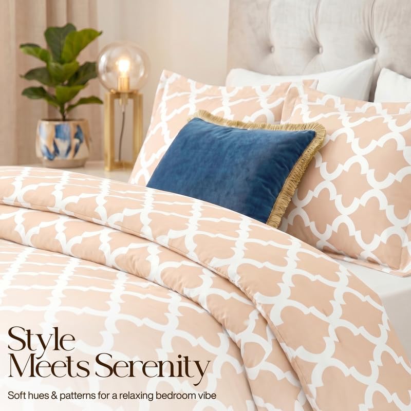 Image of Queen Comforter Set 3 Piece Beige by Utopia Bedding, Printed Comforters Queen Size Bedding Comforters Sets, Down Alternative Soft Bed Set 1 Comforter (88 x 88 inches) 2 Pillow Shams (20 x 26 inches)