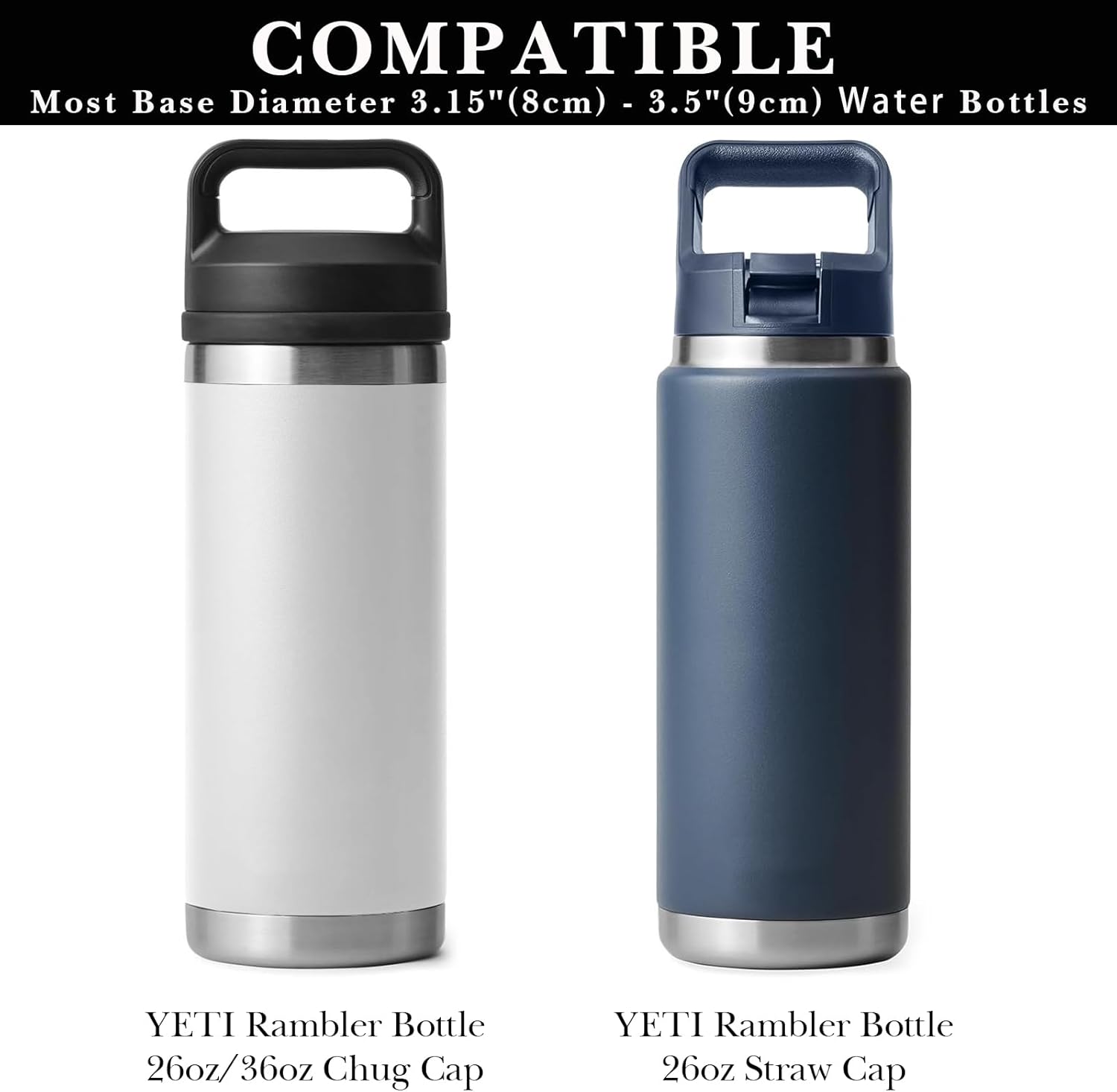 Linkidea Water Bottle Carrier with Strap Compatible with YETI Rambler Bottle 26oz/36oz, Waterbottle Sling Bag Holder with Shoulder Strap, Black - Image 2