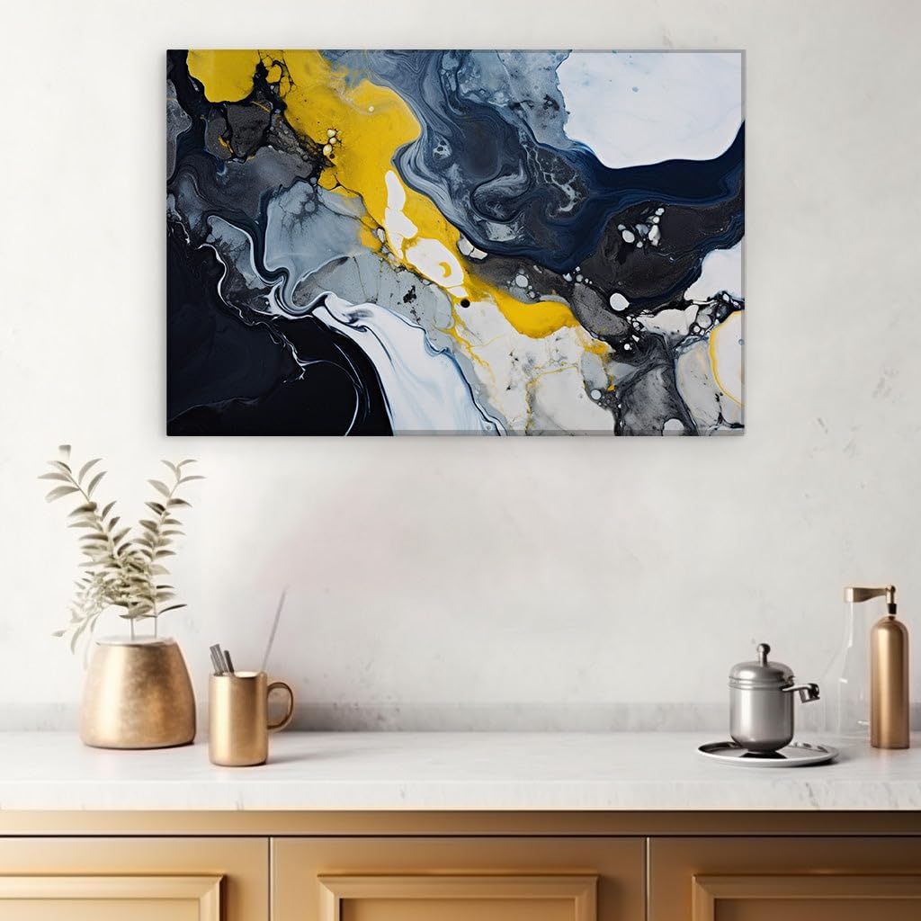Canvas for Living room. Vibrant Waves of Color: Unveiling the Dynamic Essence of Abstract Energy, 27 x 18 inch Canvas Wall Art - Contemporary Masterpieces - Modern Home Decor - 69x46 cm (27x18 inch)