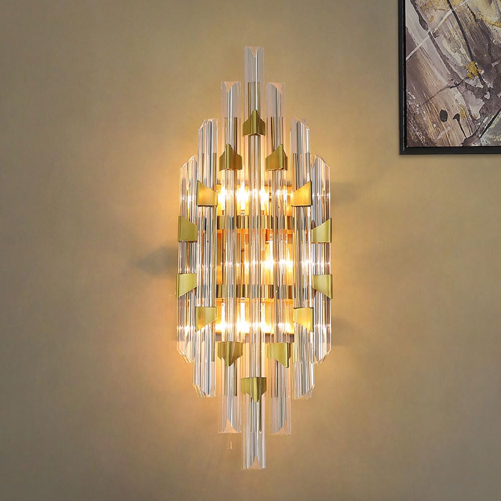 MYUYEE Wall Sconces,Crystal Wall Light Fixtures Indoor Luxury D Wall Lamp,K9 Crystal Wall Lamp,Elegant Wall Lighting For Bedroom Bathroom Hallway Living Room Mirror Be