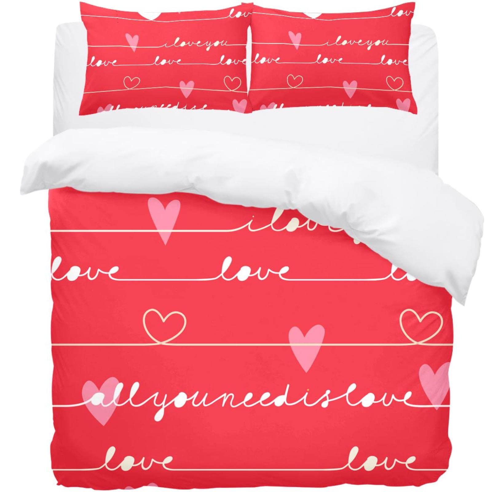 Housse de couette Saint-Valentin et taie d'oreiller douce pour un sommeil réparateur en couple