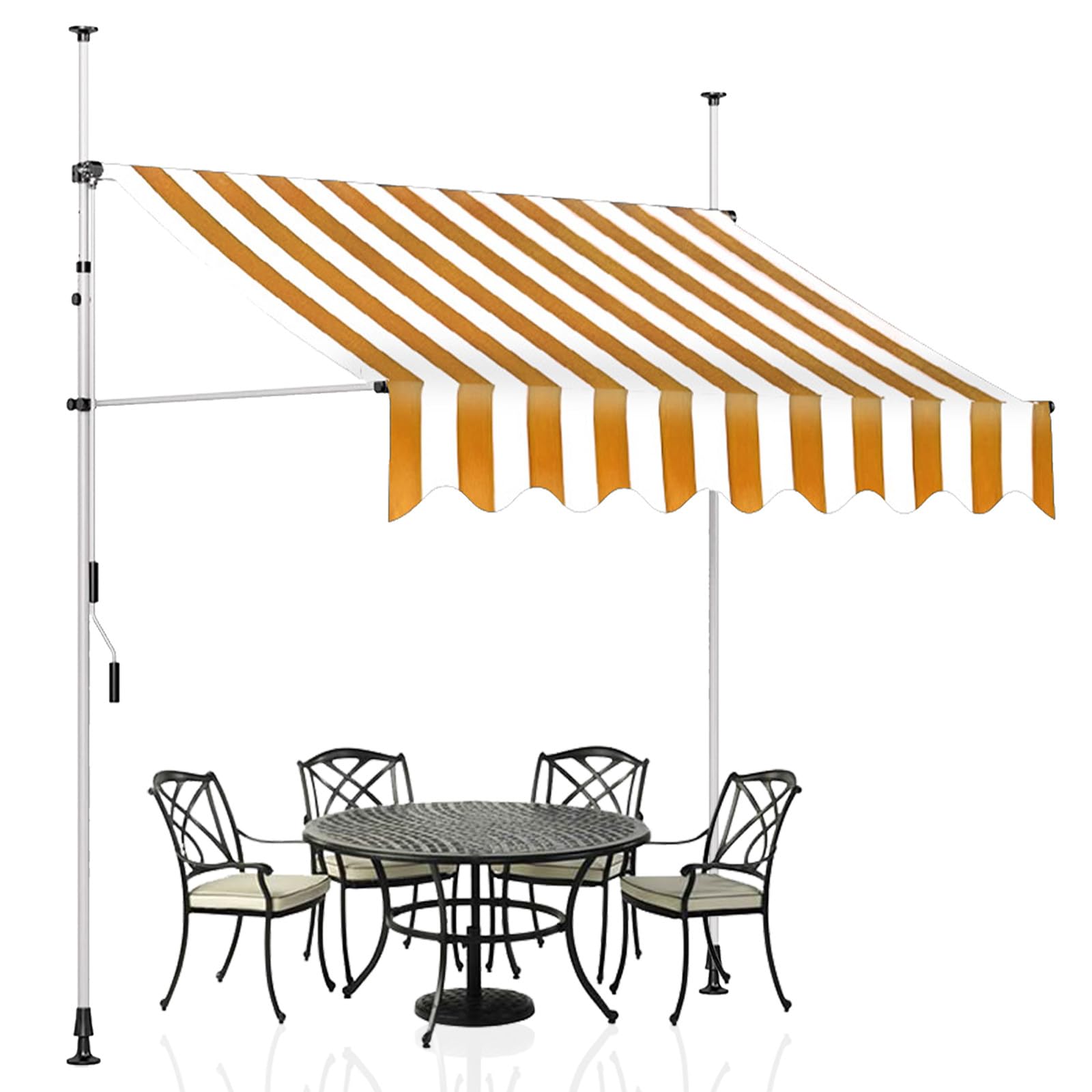 Auvent de terrasse rétractable 3x1,2m pergola extérieur store jaune manuel