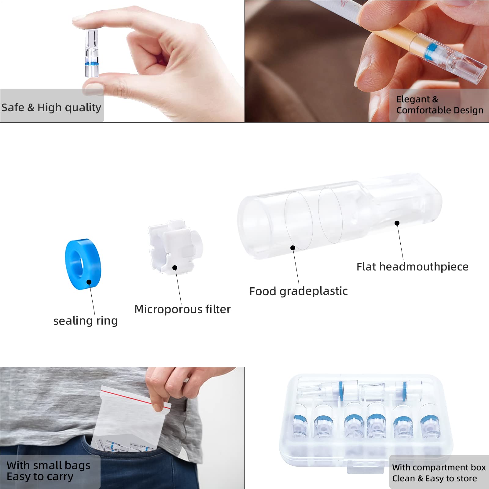 elfbar nachfüll pod läuft aus Logo personnalisé 100PCS Pot en plastique cône joint émoussé goutte  cigarette éponge narguilé filtres bruts conseils de fumer main image 1