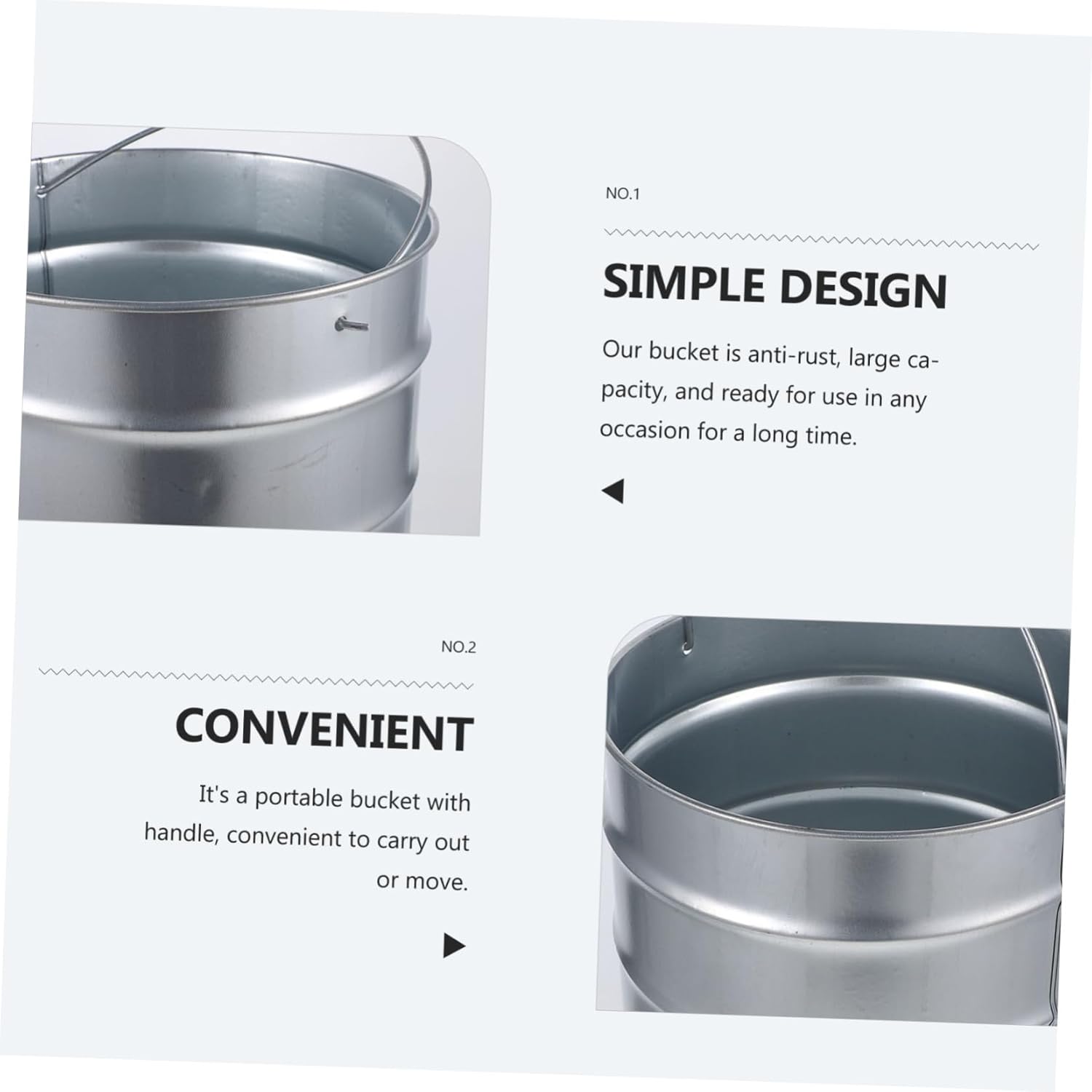 Galvanized Steel Outdoor Trash Can Handle Portable Metal Garbage Container for Garden and Patio Heavy-Duty Waste Bin for Indoor and Outdoor Use