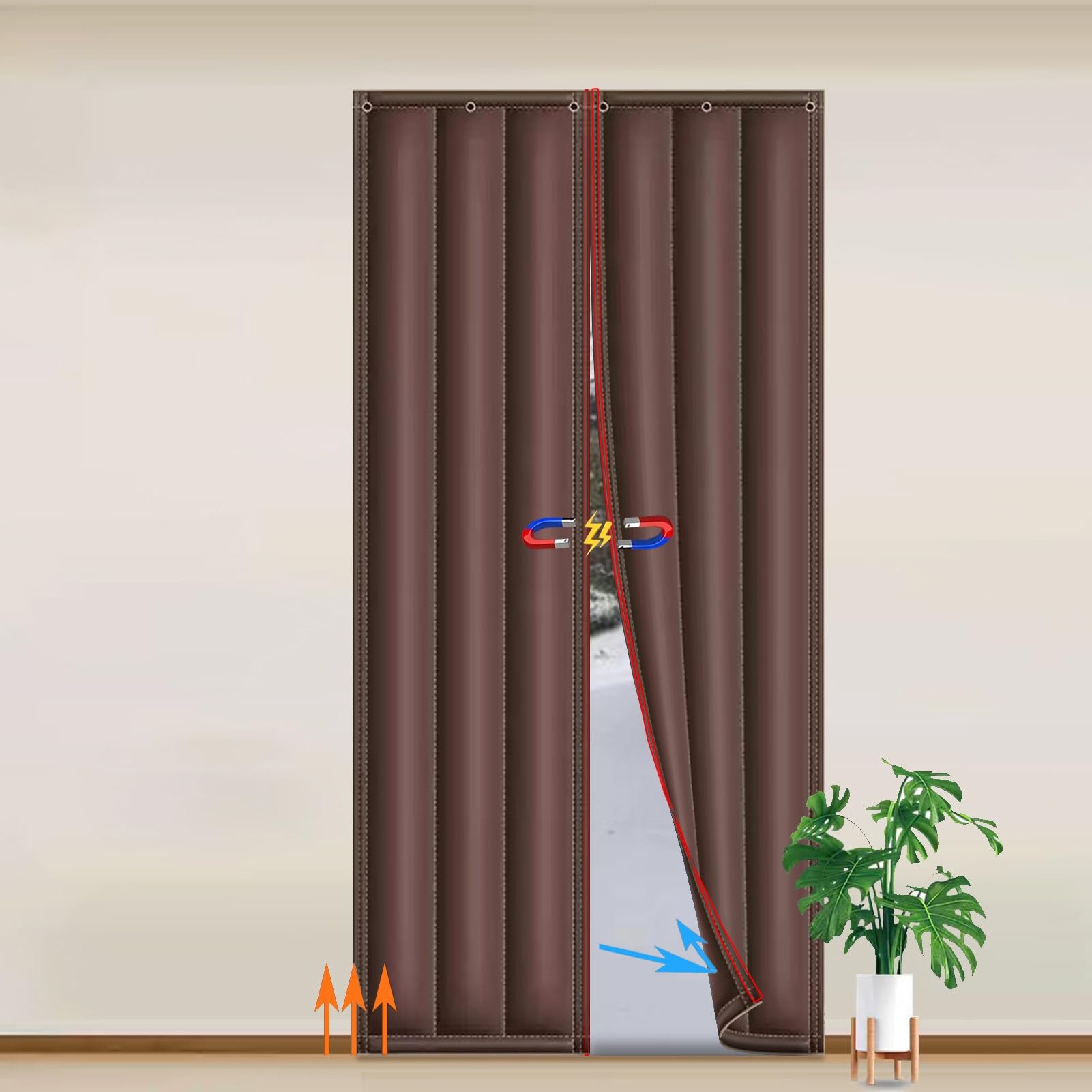 Thermal Door Curtan,Wnter Nsulated Cold Protecton Doorway Screen