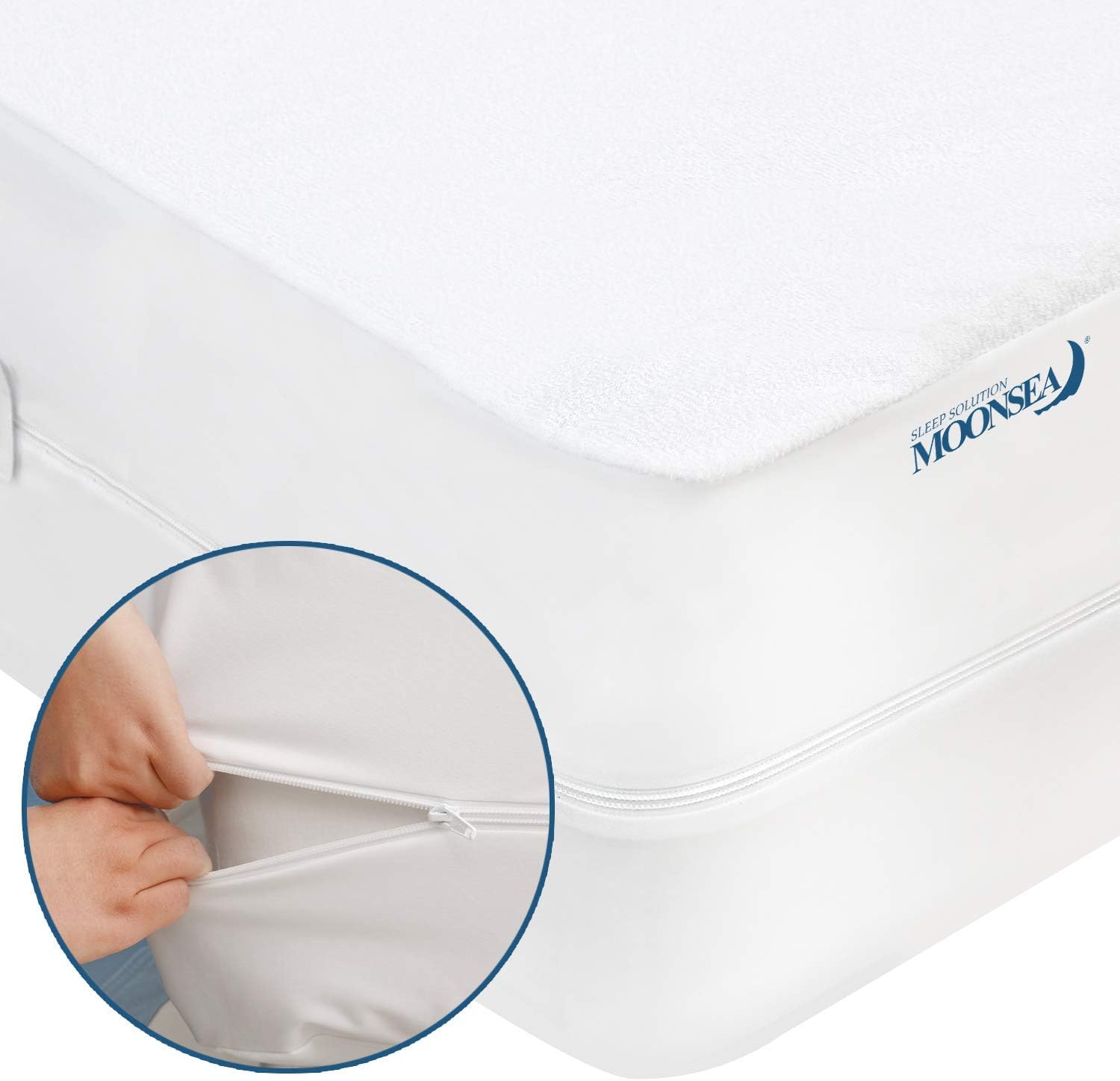 Zippered Mattress Protector with Ultra Soft Terry Surface, 6-Side Waterproof Mattress Encasement, Durable Zipper, Noiseless, for Standard King Mattress