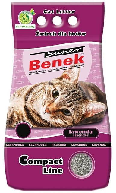 Super Benek Bentonite Clay Ultra - Arena para Gatos de Lavanda aglutinante, 10 litros