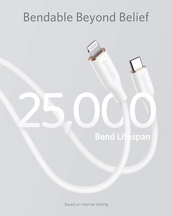 Anker PowerLine III Flow, USB C to Lightning Cable for iPhone 14 Plus 14 14 Pro Max 13 13 Pro 12 [MFi Certified, 6ft/1.8m, Cloud White] Supports Power Delivery, Silicone Cable