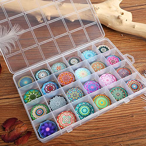 SOSMAR - 24 Pack Refrigerator Magnets - Decorative Glass Cabochons Magnets with Mandala Pattern 3D Magnets for Home Office Fridge Cabinet Magnetic Whiteboards Dry Erase Board etc. (Round/30mm) - Thumbnail 7