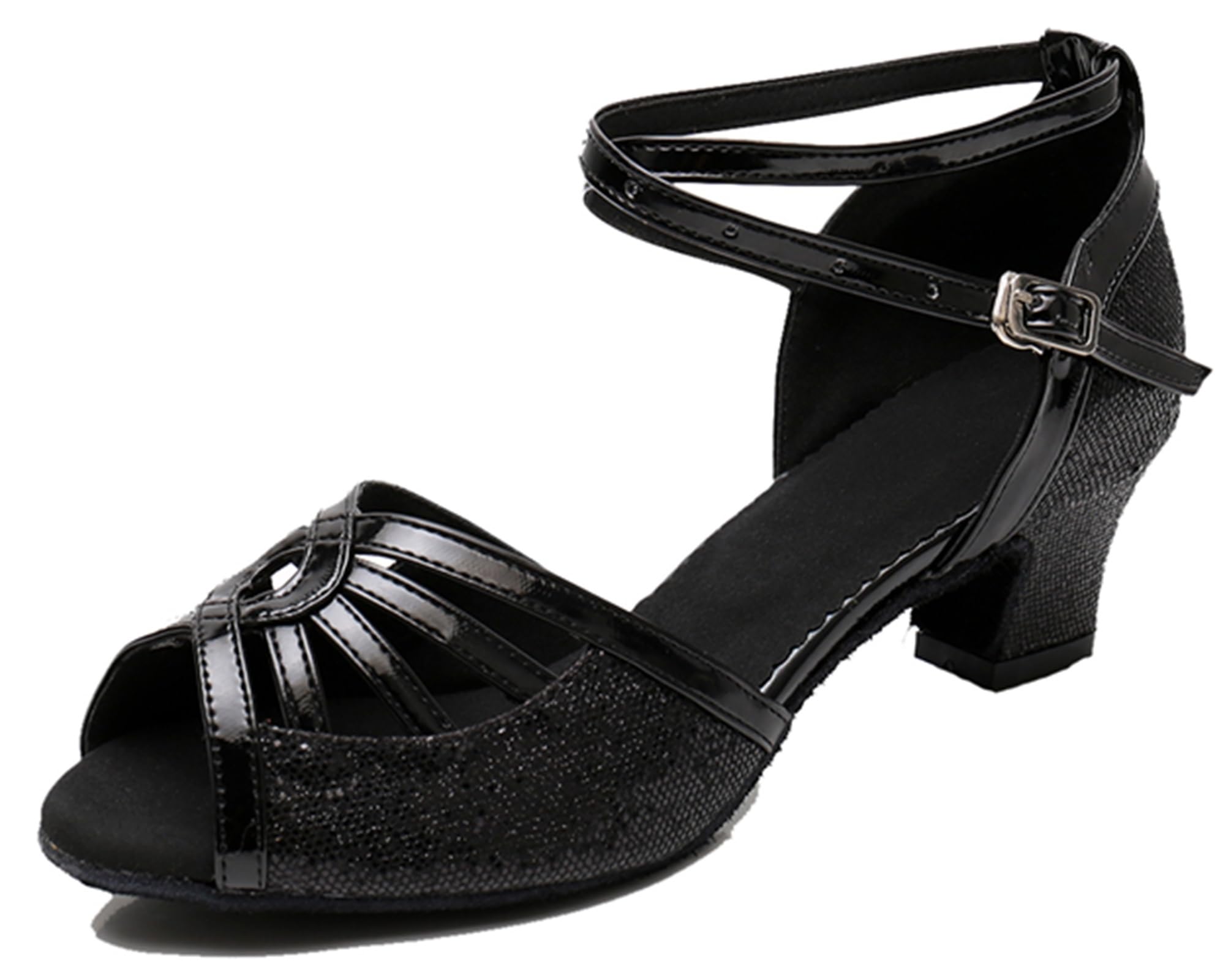 ZengyeZoo Girls Womens Latin Salsa Dance Shoes Glitter Comfortable Wedding Evening Sandals