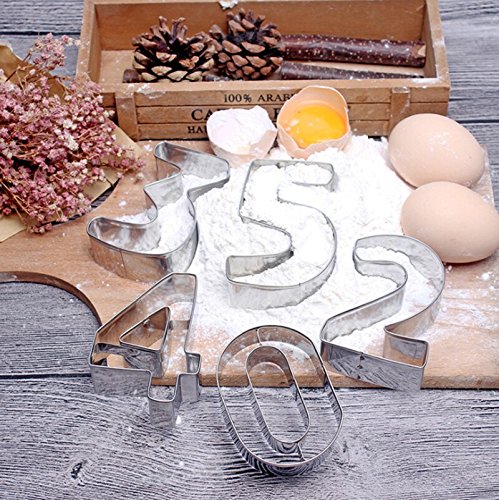 Ertek Numbers Cookie Cutters 3 Inches 9Pcs Jelly Fondant Cutter Set, Stainless Steel, Large Number Cutter (3'' Number Cutter) #TOP3
