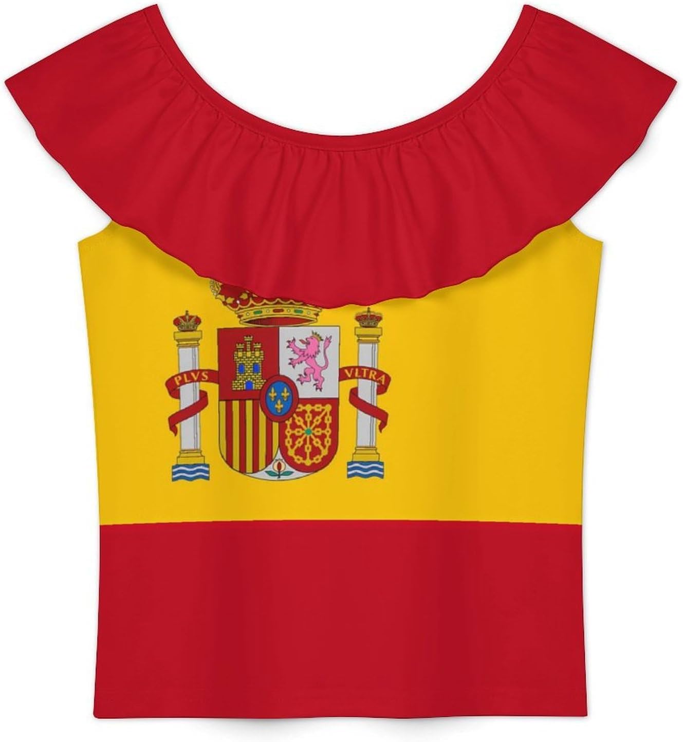Spain Flag Girls T-Shirts Top Ruffle Short Sleeve Blouse Casual Graphic Tees