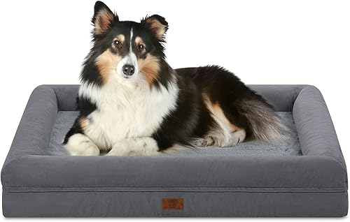 Miniatura 1 de Cama grande para perro, cama ortopédica gris oscuro, cama impermeable para perro con funda extraíble, sofá cama suave extraíble de 4 lados con parte