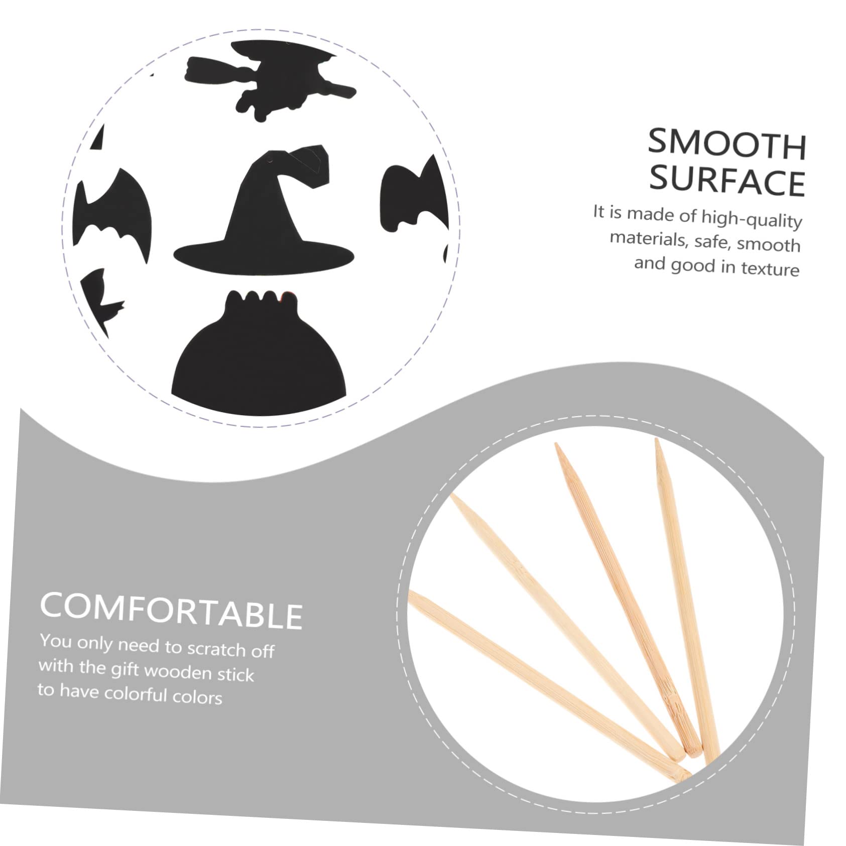 KOMBIUDA 12pcs Halloween Craft Cards Scratch Paper for Kids Easy to Use Perfect for Parties