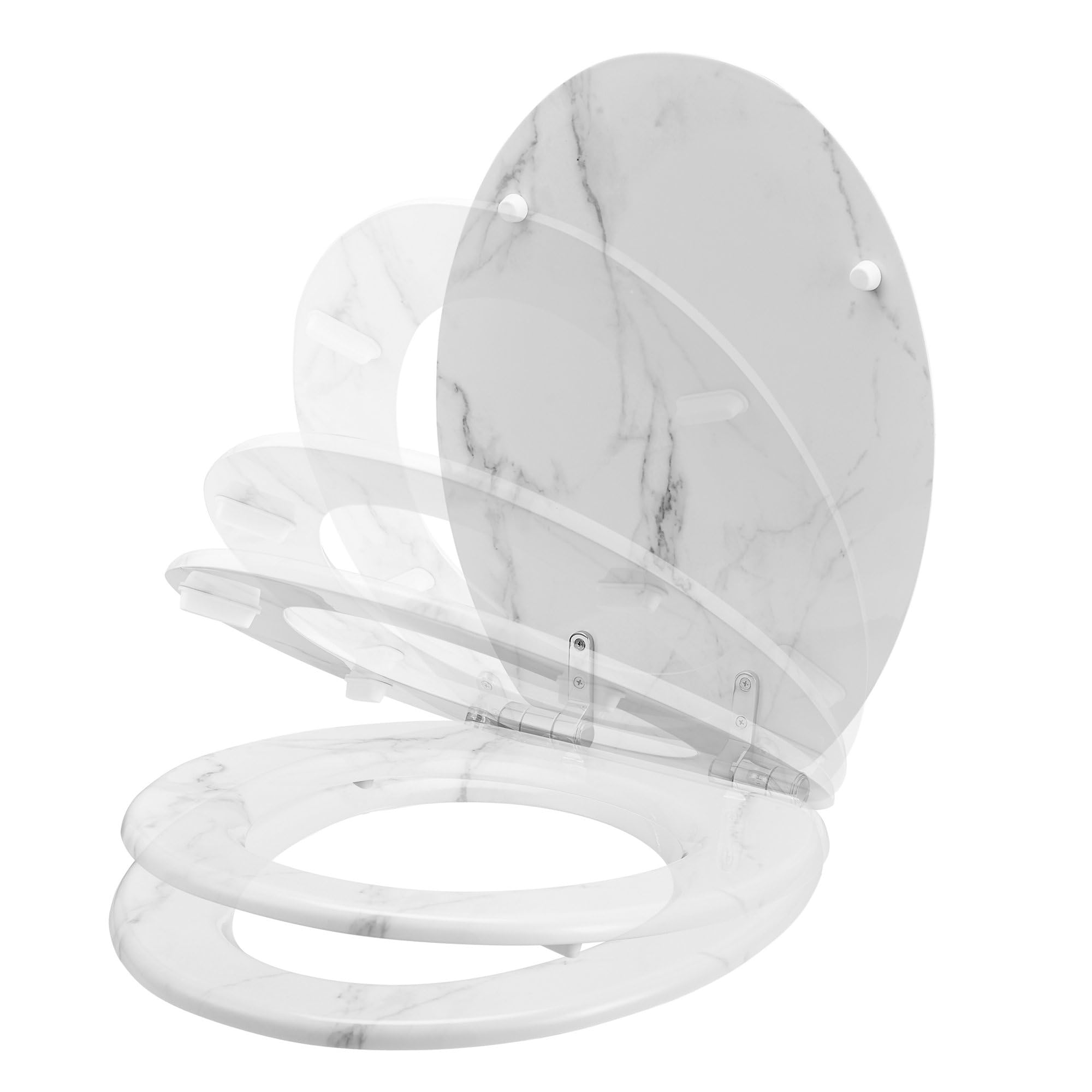 GoodHome Abattant WC Pilica Marbre Blanc et Noir MDF avec Frein de Chute