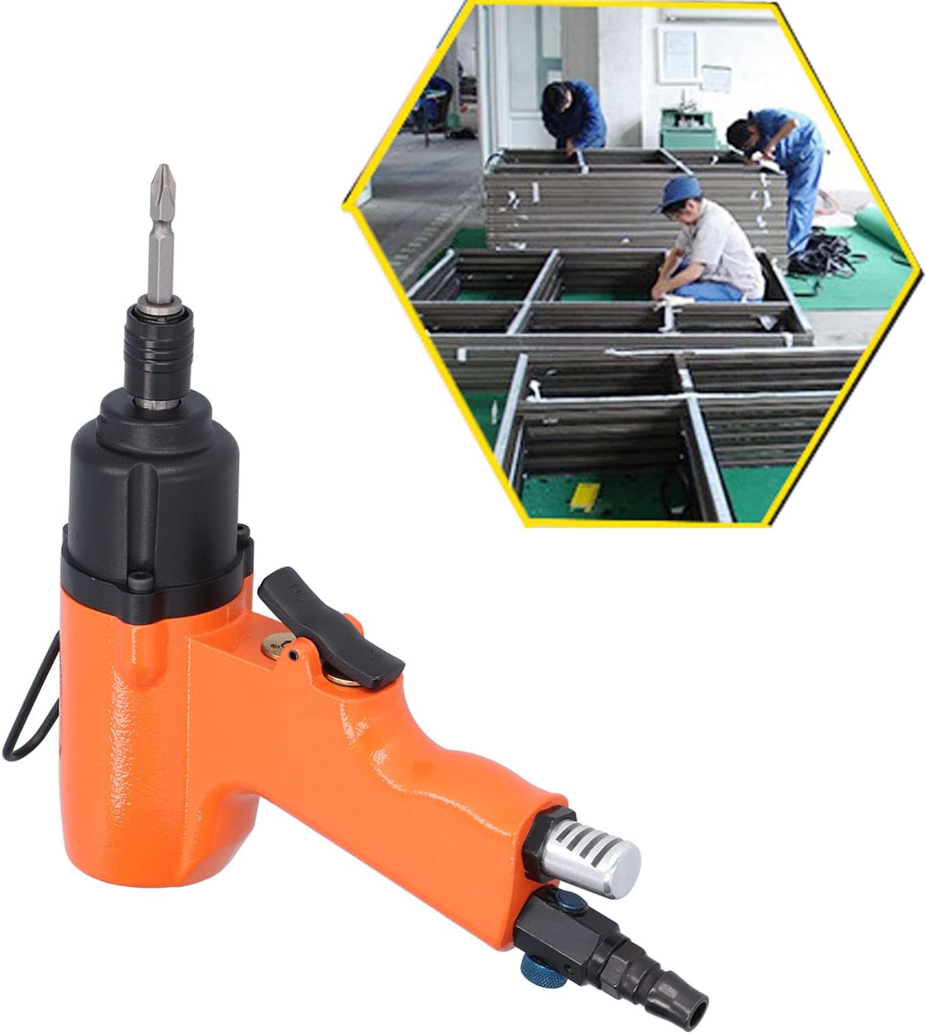 Pneumatic Screwdriver Gun Industrial Strength 8000 RPM High Torque 1/4 Inch Air Powered Screwdriver Tool for Furniture Maintenance and Mechanical Assembly KV810P4